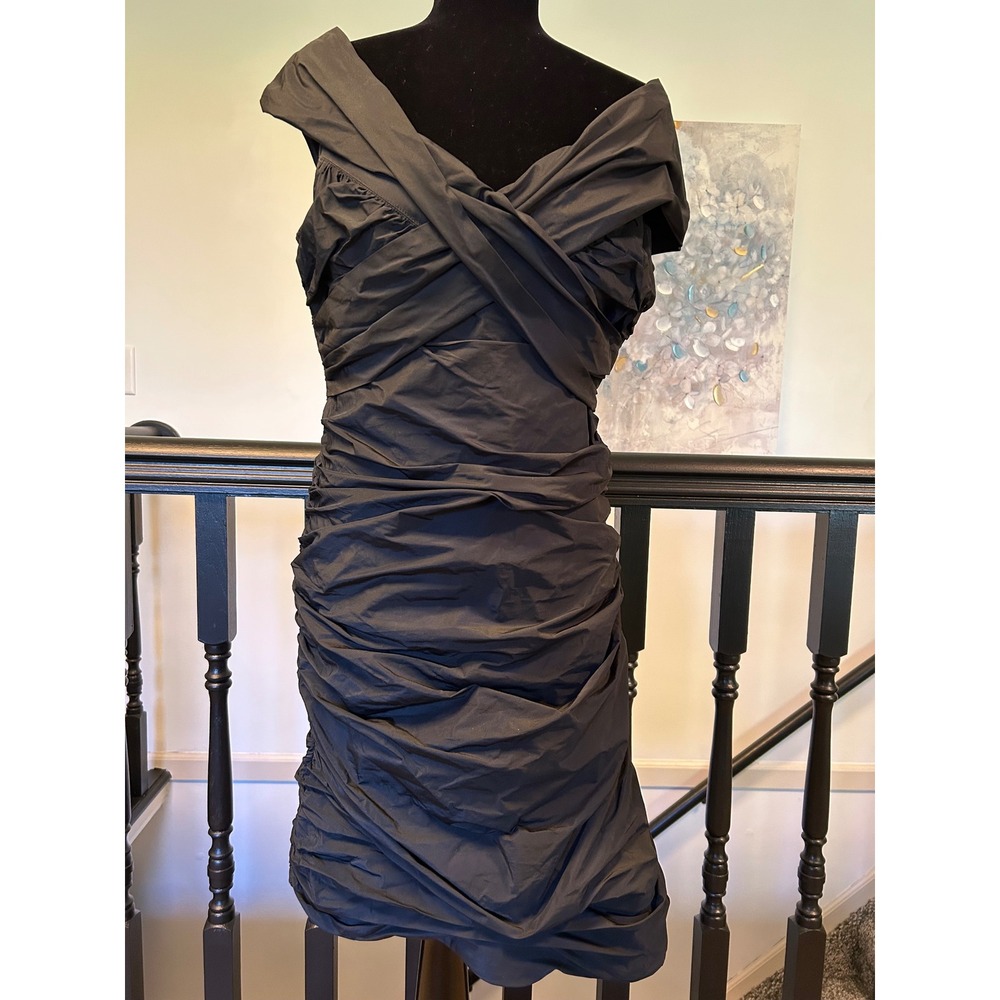 Cartise Black Ruched Off Shoulder Cocktail Dress Size 8 Style 01145